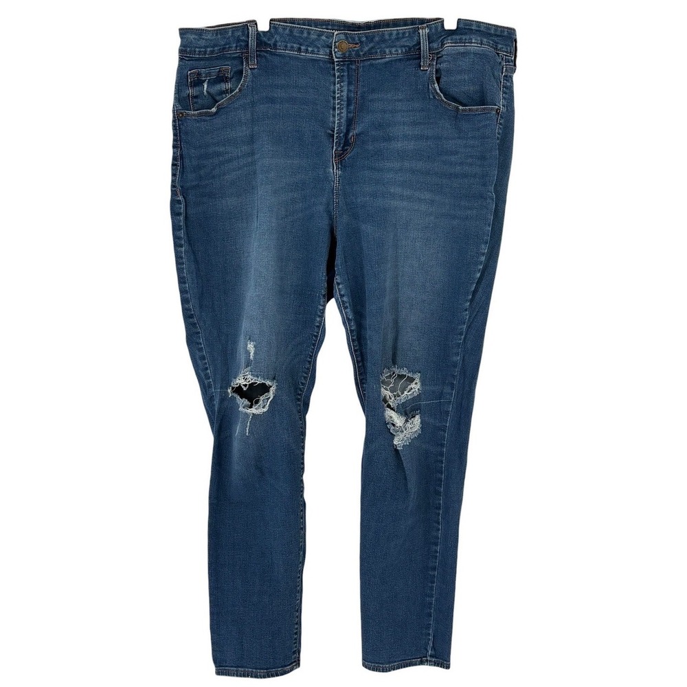Old Navy Rockstar Skinny Jeans Blue Distressed Ripped‎ Knee 20 Regular